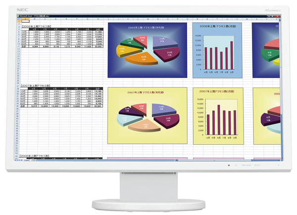 21.5型フルHD液晶ディスプレイ/1920×1080/ミニD-Sub15ピン DisplayPort/ホワイト/スピーカー：あり