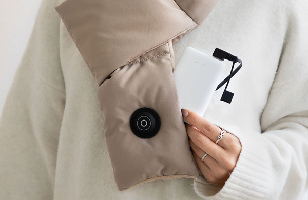 電熱ネックウォーマー すぐぬっく ネック グレージュ