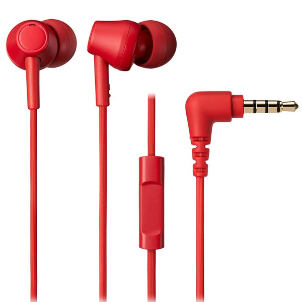 マイク付イヤホン レッド