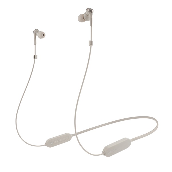 ワイヤレスイヤホン ベージュ Bluetooth 重低音 防滴仕様 最大約20時間連続再生