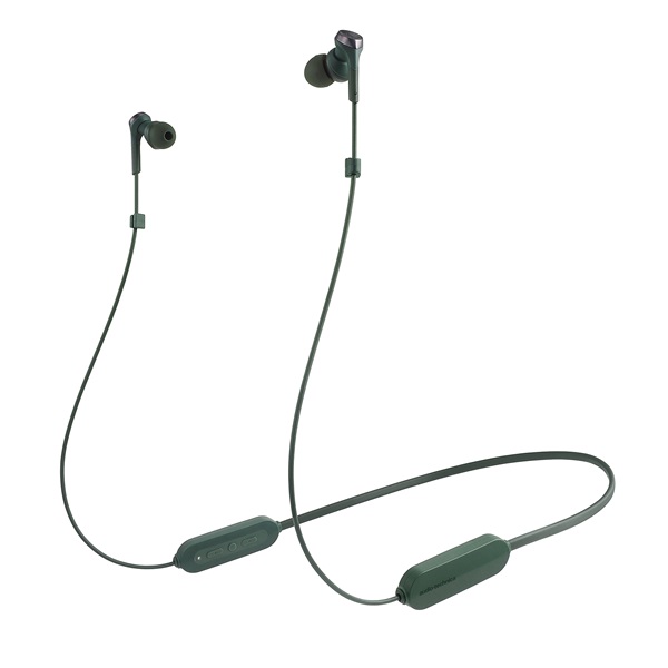 ワイヤレスイヤホン グリーン Bluetooth 重低音 防滴仕様 最大約20時間連続再生