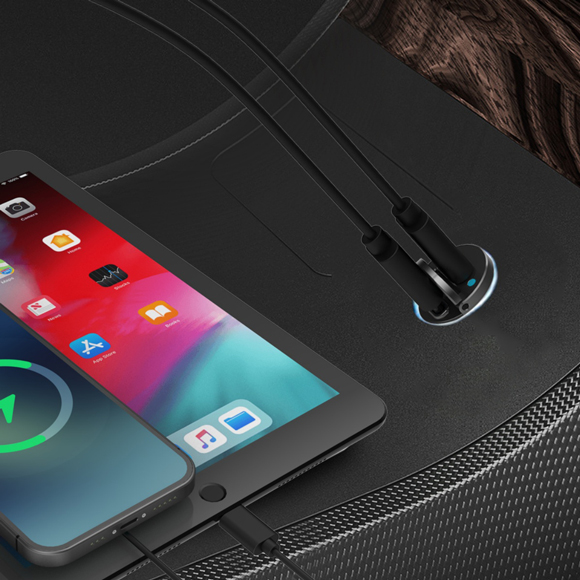 Power Delivery対応 シガーソケットタイプ充電器/45W/USB Type-C 2ポート/ブラック