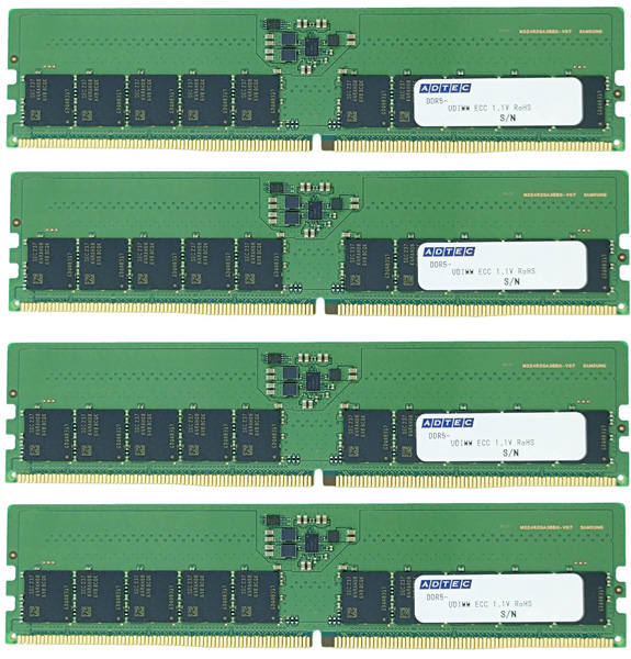 DDR5-5600 UDIMM ECC 16GB×4枚 1Rx8