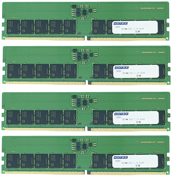 DDR5-5600 UDIMM ECC 32GB×4枚 2Rx8