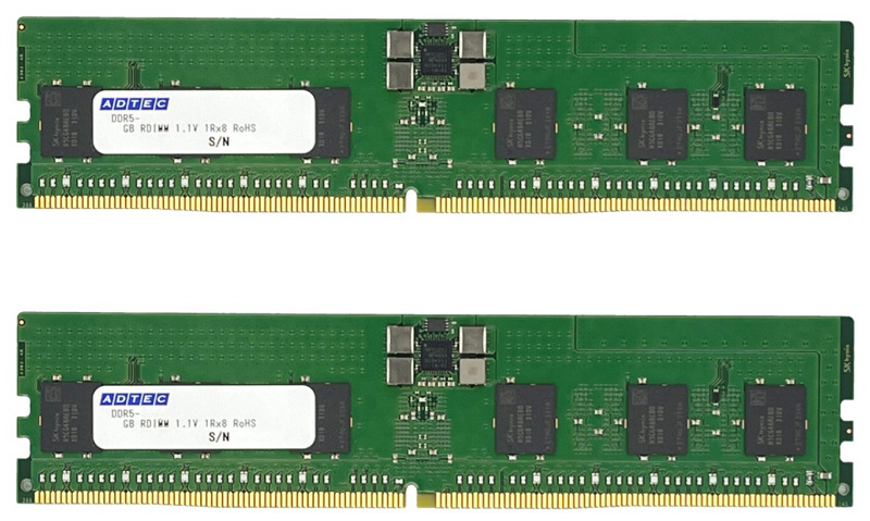 DDR5-5600 RDIMM 16GB×2枚 1Rx8 80bit
