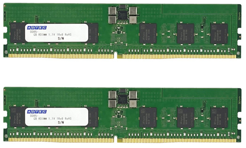DDR5-5600 RDIMM 32GB×2枚 1Rx4 80bit