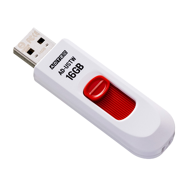 USB2.0 スライド式フラッシュメモリ USTW 16GB ホワイト