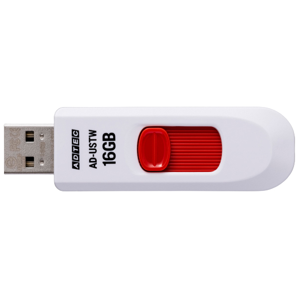 USB2.0 スライド式フラッシュメモリ USTW 16GB ホワイト