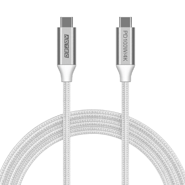 USB Type-C to C ケーブル (4K・100W出力 / 10Gbps / 1.0m) ホワイト