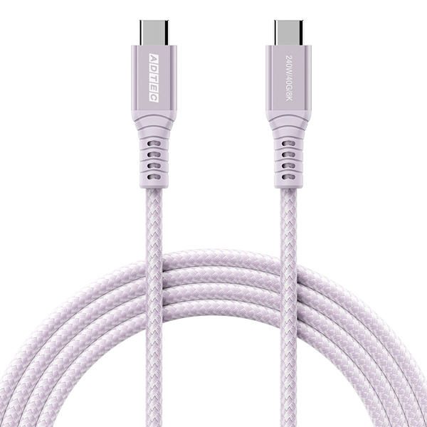 USB4 PD3.1 Type-C to C ケーブル (240W出力 / 40Gbps / 1.0m) パープル