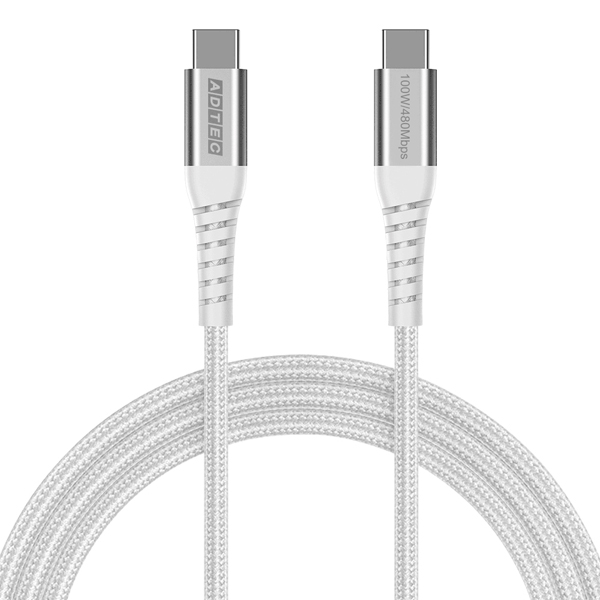 USB2.0 Type-C to C ケーブル (100W出力 / 480Mbps / 2.0m) ホワイト