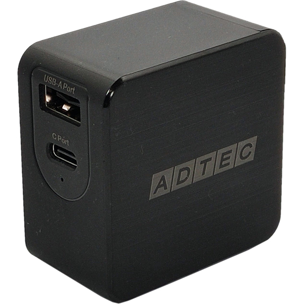 Power Delivery対応 GaN AC充電器/65W/USB Type-A 1ポート Type-C 1ポート/ブラック