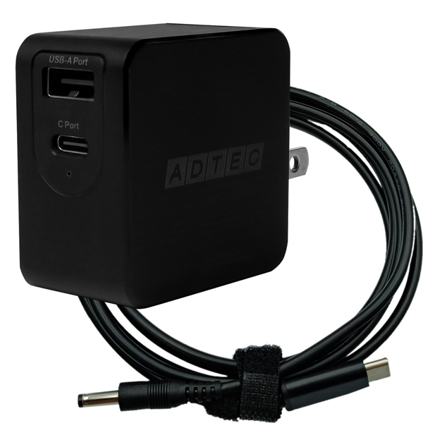 Power Delivery対応 GaN AC充電器/65W/USB Type-A 1ポート Type-C 1ポート/ブラック & dynabook K50/K60用充電ケーブルセット
