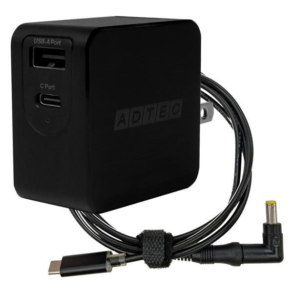Power Delivery対応 GaN AC充電器/65W/USB Type-A 1ポート Type-C 1ポート/ブラック & Panasonic レッツノート用充電ケーブルセット