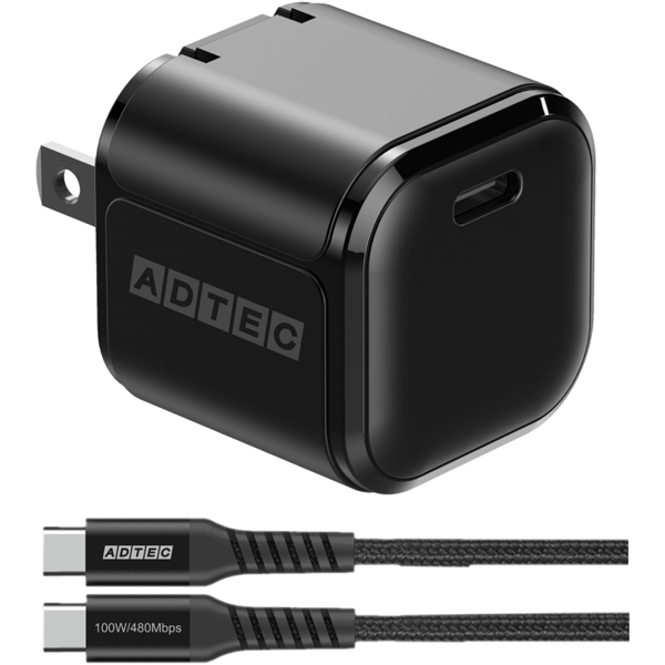 Power Delivery対応 AC充電器/33W/USB Type-C 1ポート/ブラック & Type-C to Cケーブルセット