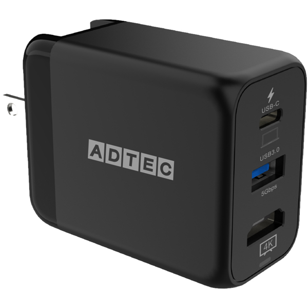 PD対応 4K出力 USB Hub AC充電器 34.5W Black
