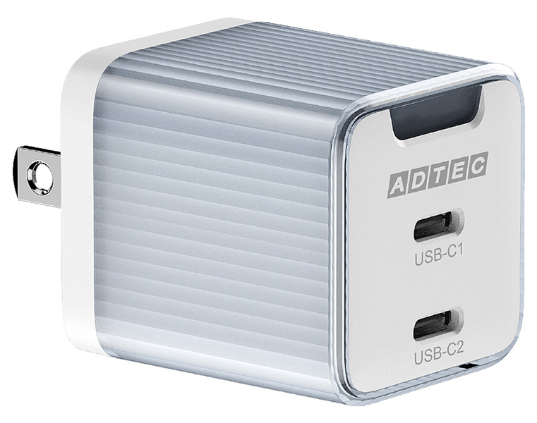 PD対応 AC充電器/GaN/45W/USB Type-C 2ポート/ブルー