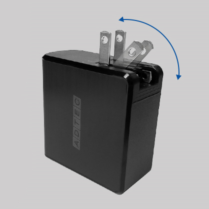 Power Delivery対応 GaN AC充電器/65W/USB Type-A 1ポート/Type-C 1ポート/ホワイト & Type-C to Cケーブルセット