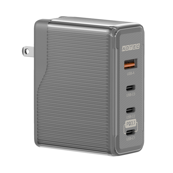 Power Delivery 3.1対応 GaN AC充電器/150W/USB Type-C 3ポート Type-A 1ポート/ブラック