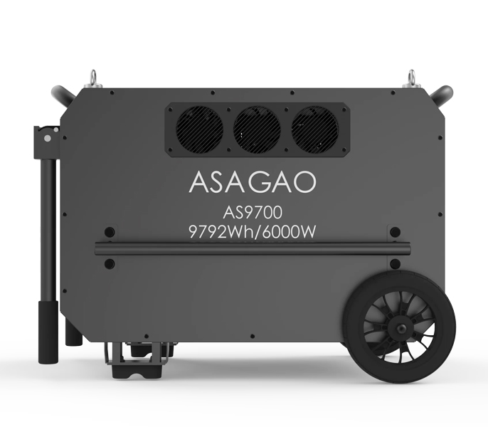 ASAGAO 大型ポータブル電源 AS9700 超大容量9792Wh 超大出力定格6000W 100V200V同時対応 約2.5時間の高速充電可能 安全性に優れたリン酸鉄リチウムイオン電池採用