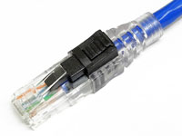 抜け防止LAN CAT6 UTPケーブル 単線 ストレート 群青 65m