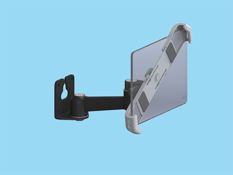 タブレット搭載用2軸タイプ 壁取付型 平行移動式アーム ブラック