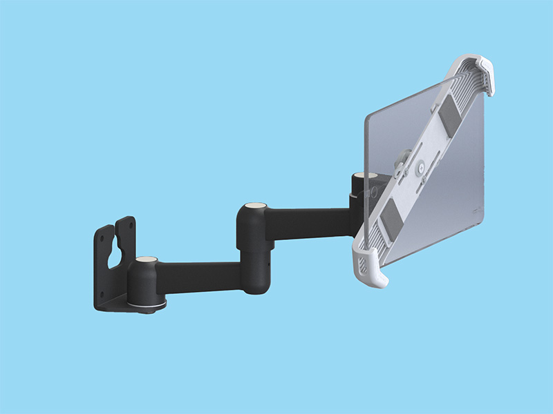 タブレット搭載用3軸タイプ 壁取付型 平行移動式アーム ブラック