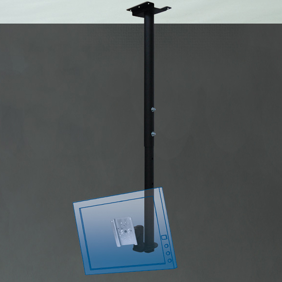 小・中画面ディスプレイモニター天吊り用金具 ロングタイプ（ブラック)