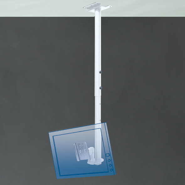 小・中画面ディスプレイモニター天吊り用金具 ロングタイプ（ライトグレー)