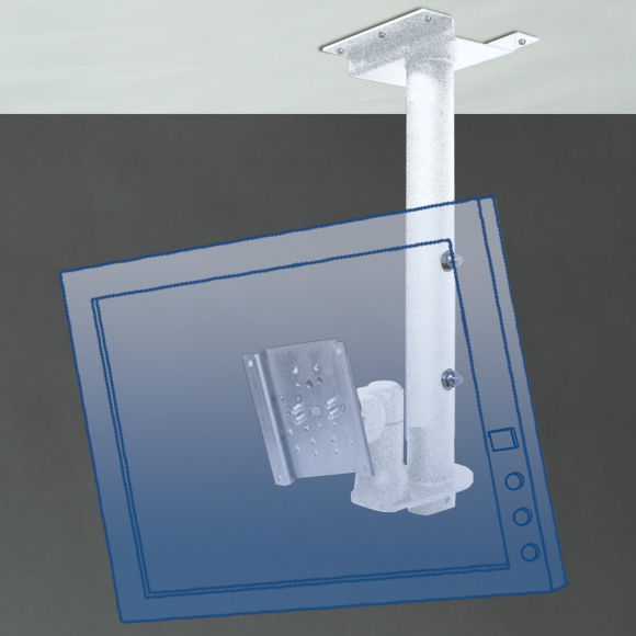 小・中画面ディスプレイ天吊り用金具 ショートタイプ（ライトグレー）