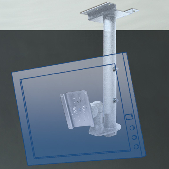 小・中画面ディスプレイ天吊り用金具 ショートタイプ（シルバー）