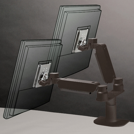 液晶アーム PS-7A×2基搭載ダブルアーム＋強化クランプ セット品（ブラック）