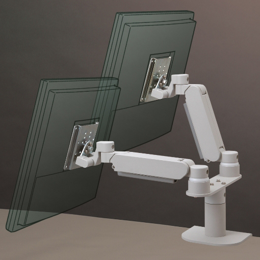 液晶アーム PS-7A×2基搭載ダブルアーム＋強化クランプ セット品（ライトグレー）