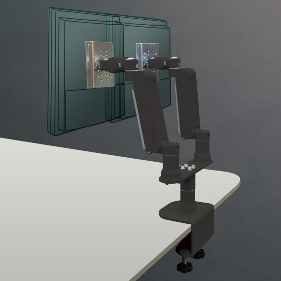 PS7AX 2基搭載クランプ取付式 並行設置型ダブルアーム（ブラック）