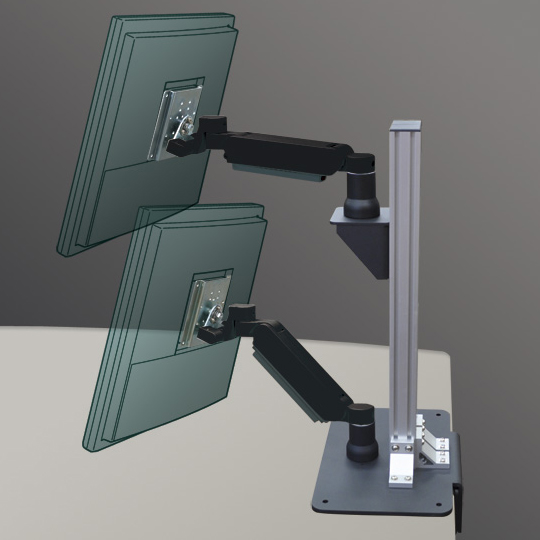 PS7AX 2基搭載クランプ取付式 垂直設置型ダブルアーム（ブラック）