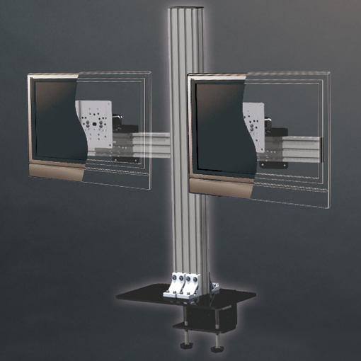 ダブルタイプ マルチディスプレイモニタークランプ固定式搭載スタンド