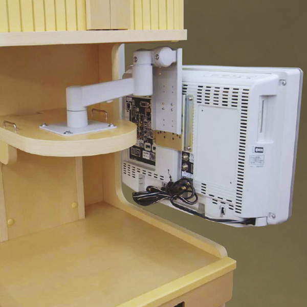 病院向け棚取付式ショートアーム 2軸 平行移動タイプ（ライトグレー 8Kg対応）