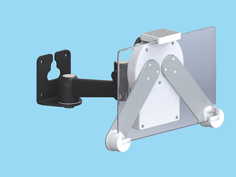 3点固定式タブレット搭載用2軸タイプ 壁取付型 平行移動式アーム ブラック