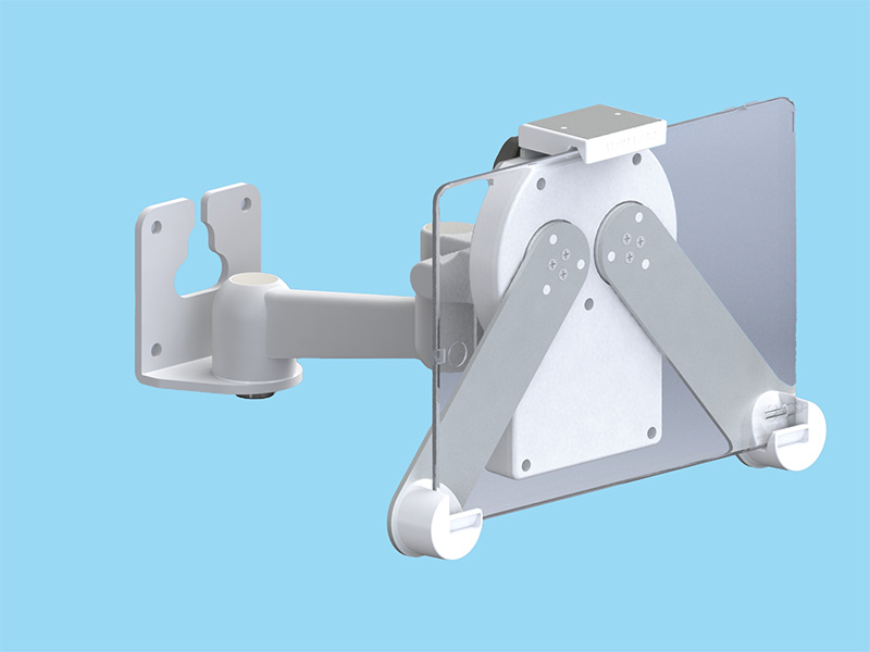 3点固定式タブレット搭載用2軸タイプ 壁取付型 平行移動式アーム ライトグレー