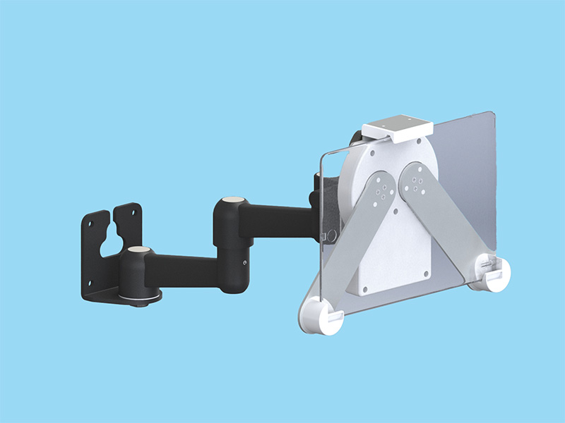 3点固定式タブレット搭載用3軸タイプ 壁取付型 平行移動式アーム ブラック