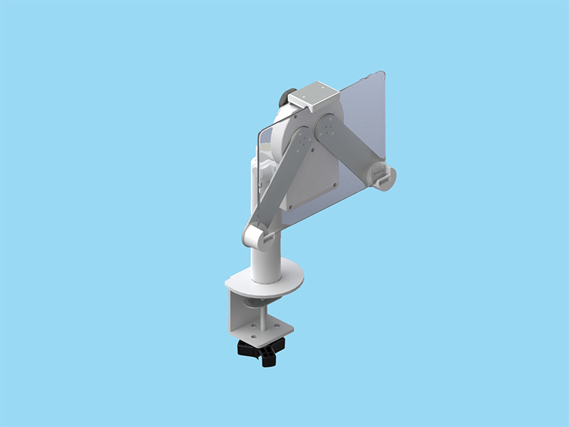 3点固定式ホルダー装着 8～12.9インチ10mm厚（2Kgまで）のタブレット端末を搭載可能な垂直固定式アーム 本体ユニット（ライトグレー）