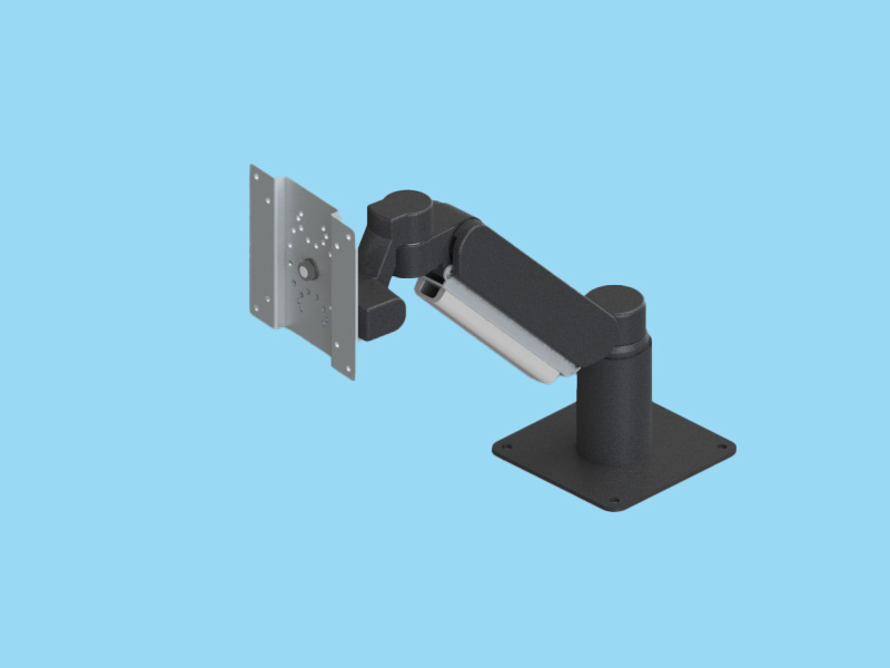 2Kg対応 画面回転・上下可動・スイベル機能を備えた2軸・ディスプレイアーム 本体ユニット（ブラック色）