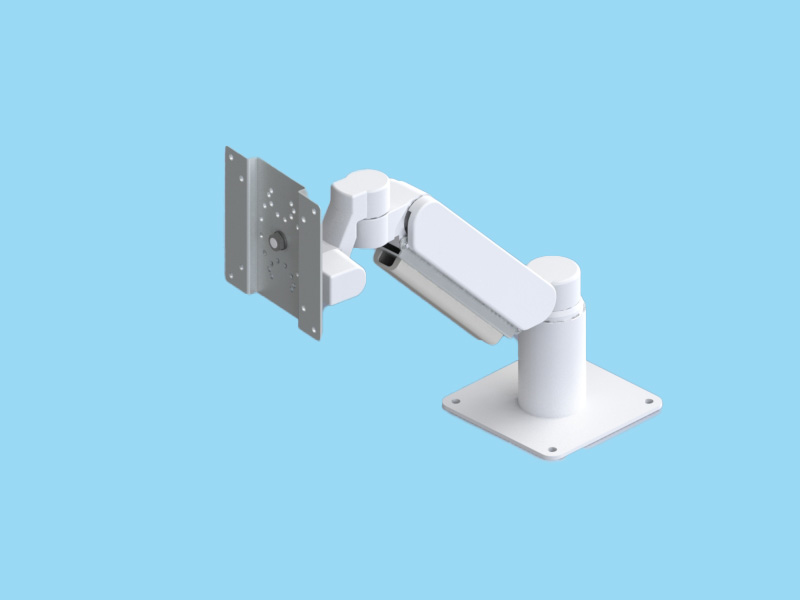 4Kg対応 画面回転・上下可動・スイベル機能を備えた2軸・ディスプレイアーム 本体ユニット（ライトグレー色）