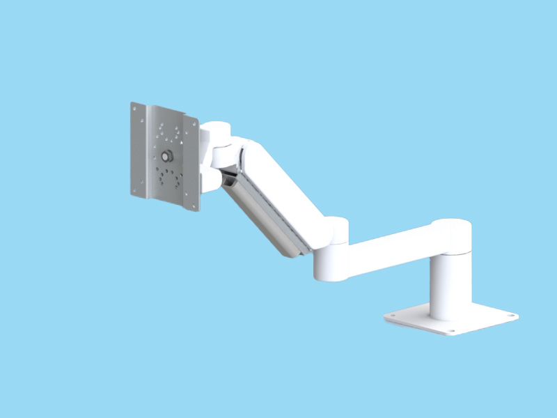 3Kg対応 画面回転・上下可動・スイベル機能と回転アームによる平行移動機構を備えた3軸ディスプレイアーム 本体ユニット（ライトグレー色）