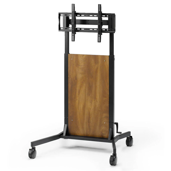 ディスプレイスタンド カブト KBT11 ブラウン木目/スチール 背面収納スペース付 キャスター付 ディスプレイ取付金具付 ディスプレイ推奨サイズ ～100型