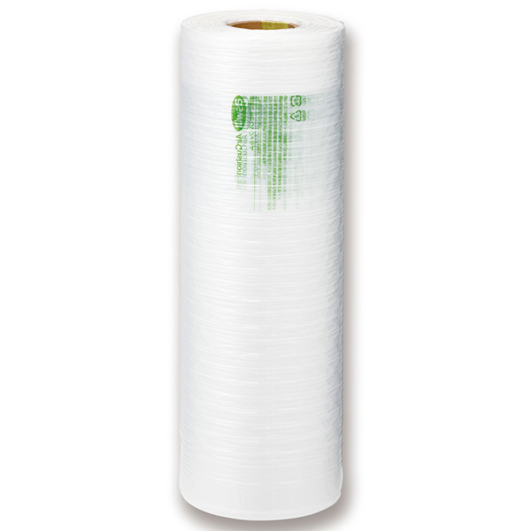 エアークッションフィルム バブル 緩衝材作成機ACM02で作成可能 高密度ポリエチレン(HDPE) ロール高さ400mm×長さ200M ミシン目ピッチ300mm 厚み20μ 粒幅3cm 粒高さ1.5cm