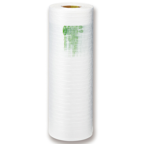 エアークッションフィルム バブル 緩衝材作成機ACM02で作成可能 高密度ポリエチレン(HDPE) ロール高さ400mm×長さ200M ミシン目ピッチ300mm 厚み20μ 粒幅4cm 粒高さ2cm