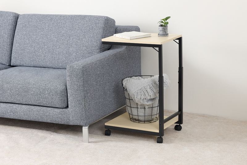 デスクサイドワゴン 高さ調整つき ブラック