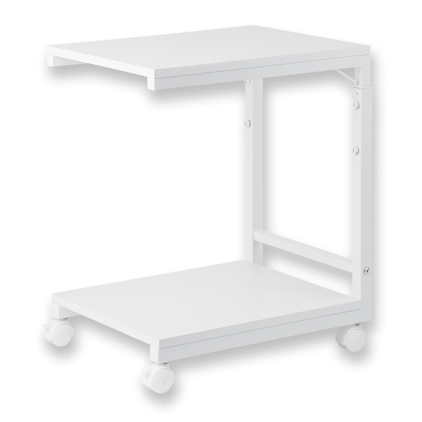 デスクサイドワゴン 高さ調整つき ホワイト