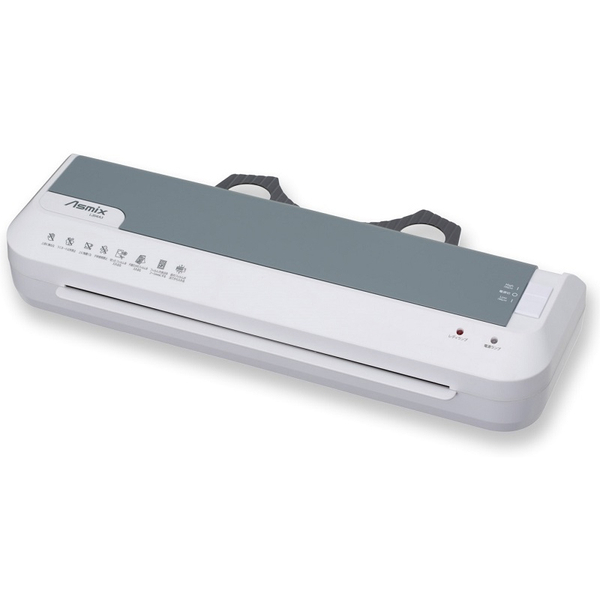 2ローラーラミネーター A3サイズまで 立ち上がり/約5～7分 フィルム厚/150μまで A4長手/約58秒 ホワイト